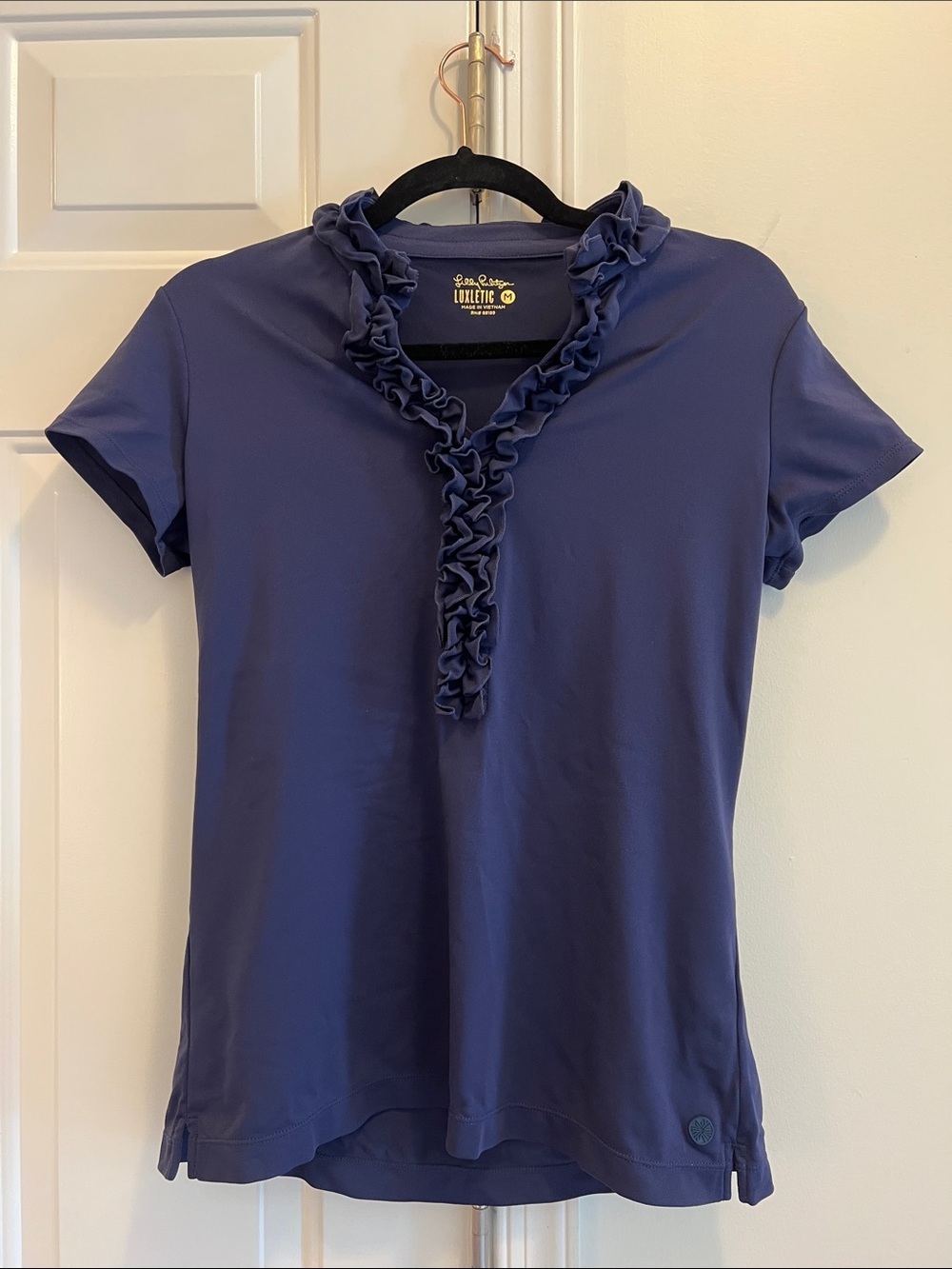 Lilly Pulitzer size M Frida Ruffle Polo NAVY